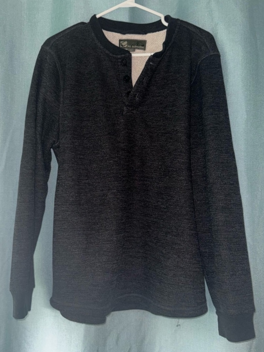 Men's Dark Charcoal Henley Crewneck Sweater